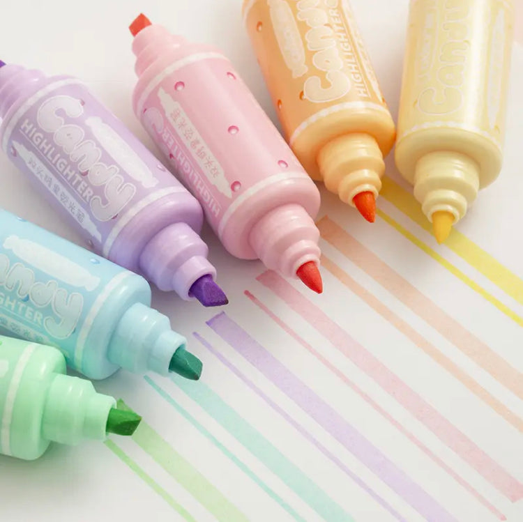 6pcs Mini Candy Shape Color Highlighters, Cartoon Candy Doodle Line Drawing Pen, Sugar Candy Color Highlighters 6pcs Mini Candy Shape Color Highlighters, Cartoon Candy Doodle Line Drawing Pen, Sugar Candy Color Highlighters
